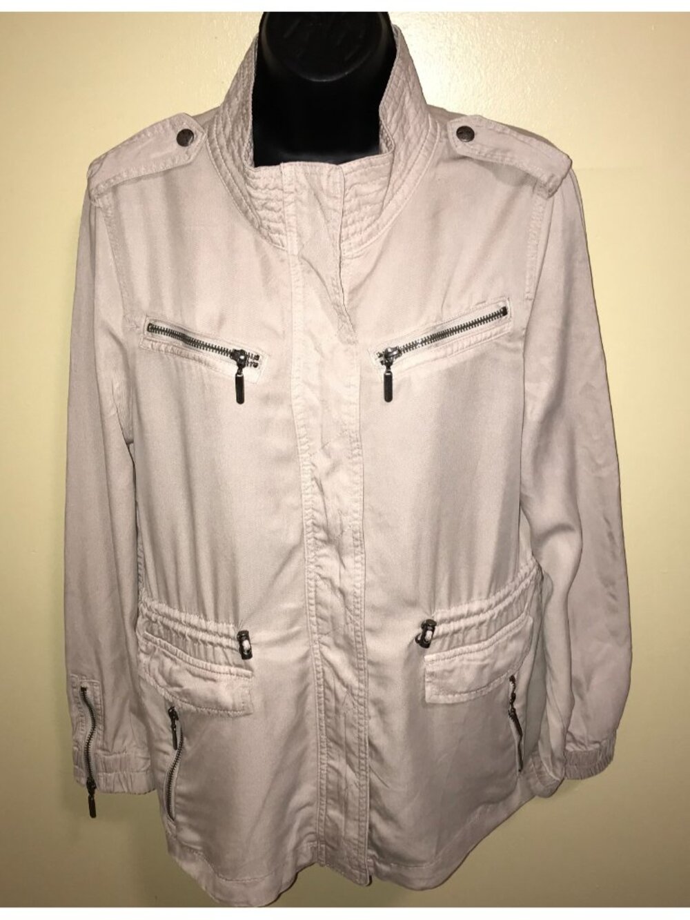 Women's Max Jeans Tencel Utility Cargo Military Jacket-Size: M